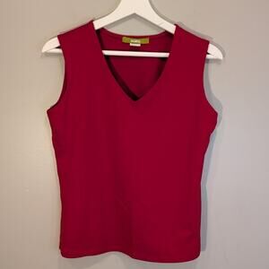 Acorn Tank Top Womens Red V-neck Tank Stretch Lined Made in America - Size S